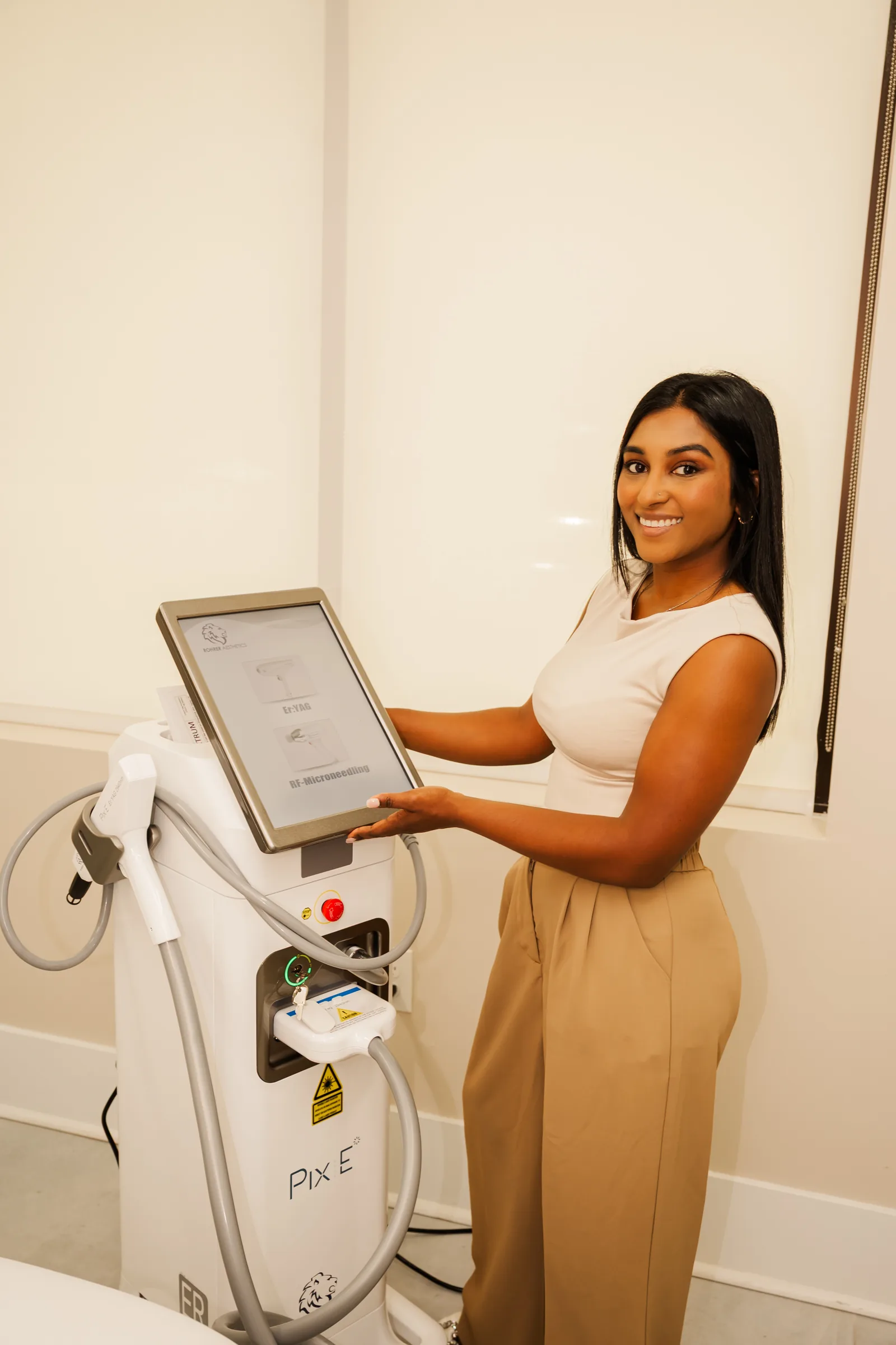 Pix E radiofrequency microneedling device at La Miel Aesthetics medical spa in North Raleigh, NC.